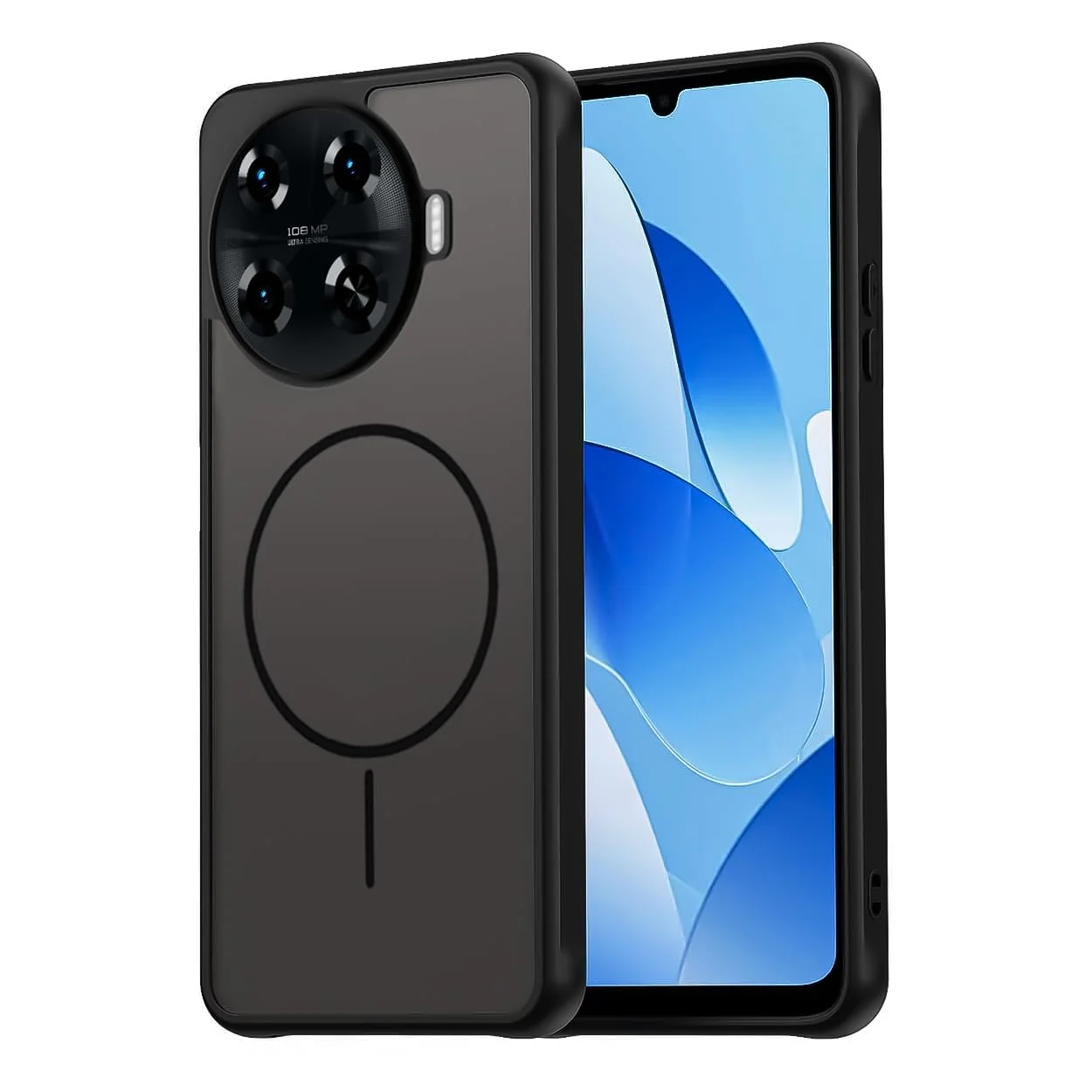 DL3 Mobilak Case For Tecno Camon 30 4G Translucent Matte PC Back & Soft TPU Edge, [Not Compatible with MagSafe] Anti-Scratch Shockproof Protective Cover with Full Camera Protection - Black