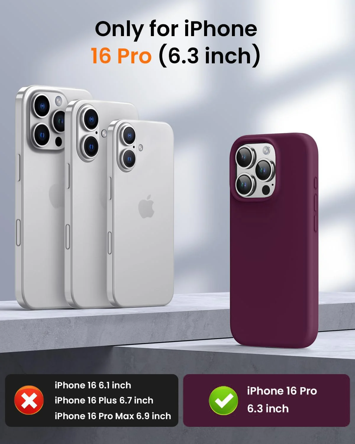 DL3 Mobilak Liquid Silicone Protective Case with Soft Microfiber Lining for iPhone 16 Pro - Wine Red