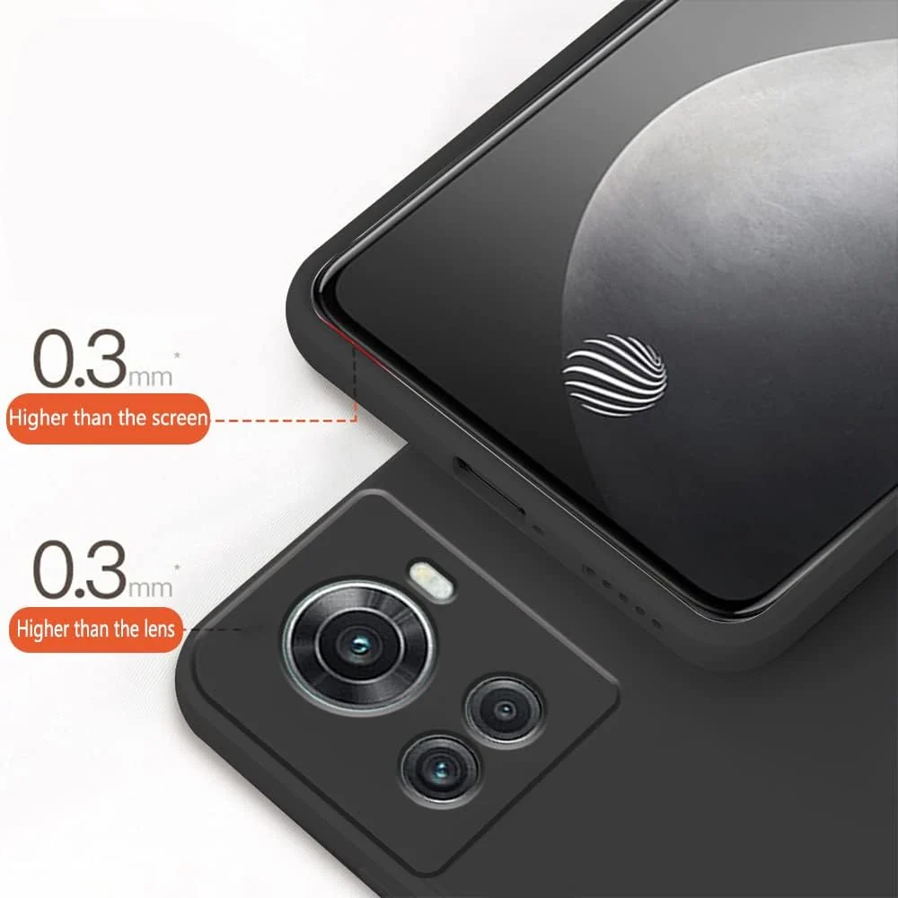 DL3 Mobilak OnePlus 10R Case, Soft Flexible Silicone Gel Rubber Bumper Cover, Full Body Shockproof Protective Phone Case - Black