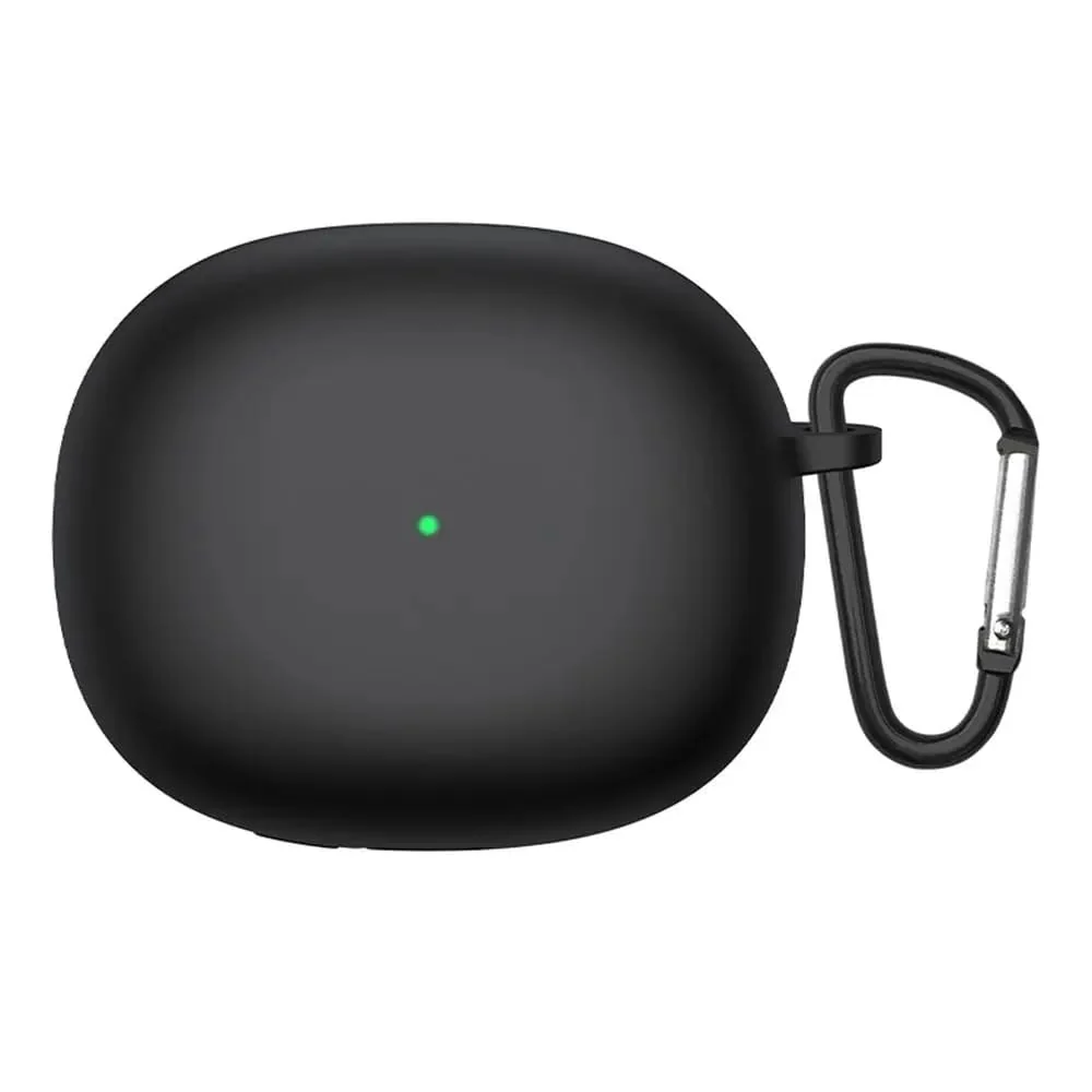 Dl3 Mobilak Silicone Case Compatible with Xiaomi Buds 3 / Xiaomi Buds 3 Earbuds, Soft Silicone Protective Case Cover, Shockproof Sleeve with Carabiner (Black)