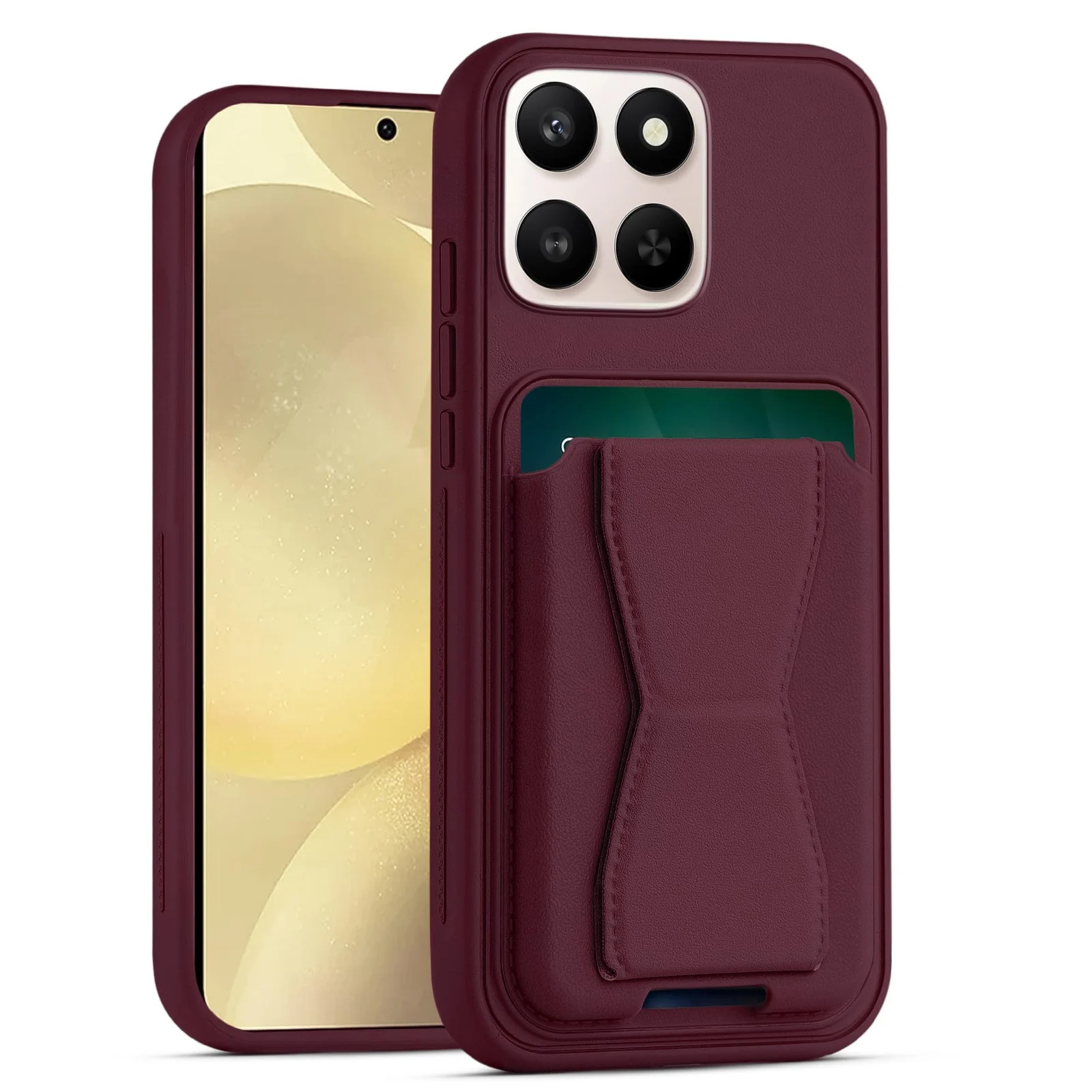 Dl3 Mobilak Leather Wallet Case Compatible with Honor X6C, Leather Back Cover With TPU Frame, Shockproof Protective Phone Case with Card Holder Stand (Gray)