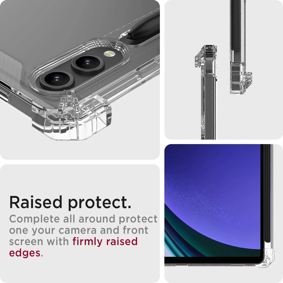 DL3 Mobilak Transparent Case for Samsung Galaxy Tab S8 Plus 2022 / S7 FE 2021 / S7 Plus 2020 12.4-Inch Shockproof, Slim Lightweight Anti-Yellowing Bumper, Kickstand Cover, with Pencil Holder - Clear