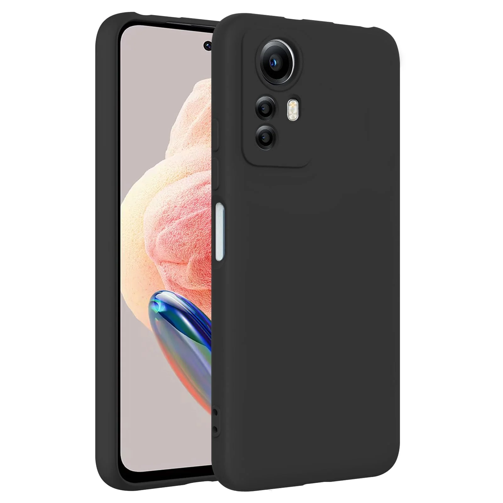 DL3 Mobilak Xiaomi Redmi Note 12S Case, Soft Flexible Liquid Silicone Gel Rubber Bumper Cover, Full Body Shockproof Protective Phone Case - Black