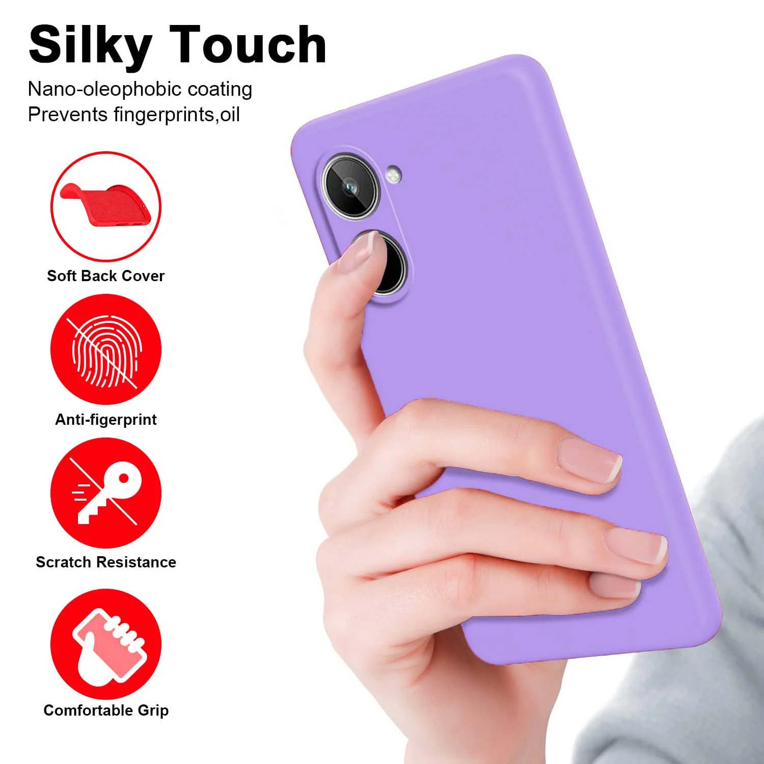 DL3 Mobilak Liquid Silicone Protective Case with Soft Microfiber Lining for realme 10 4G - Baby Blue