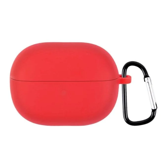 DL3 Mobilak Silicone Case Compatible with Xiaomi Redmi Buds 3 Lite Earbuds, Soft Silicone Protective Case Cover, Shockproof Sleeve with Carabiner - Red