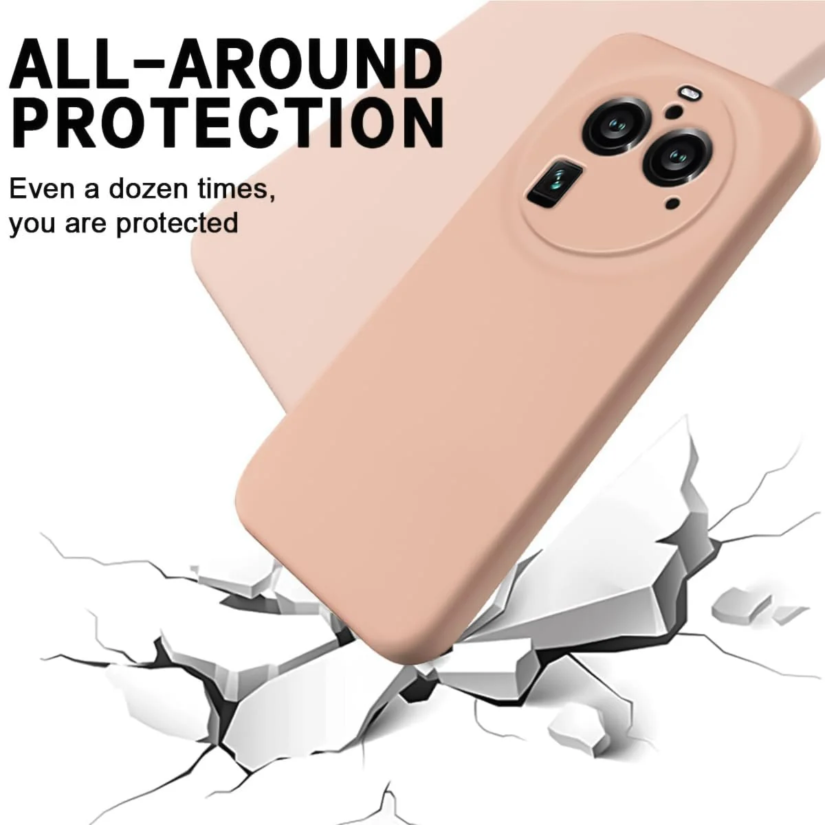 DL3 Mobilak Liquid Silicone Protective Case with Soft Microfiber Lining with Full Camera Protection for OPPO Find X6 Pro - Light Orange