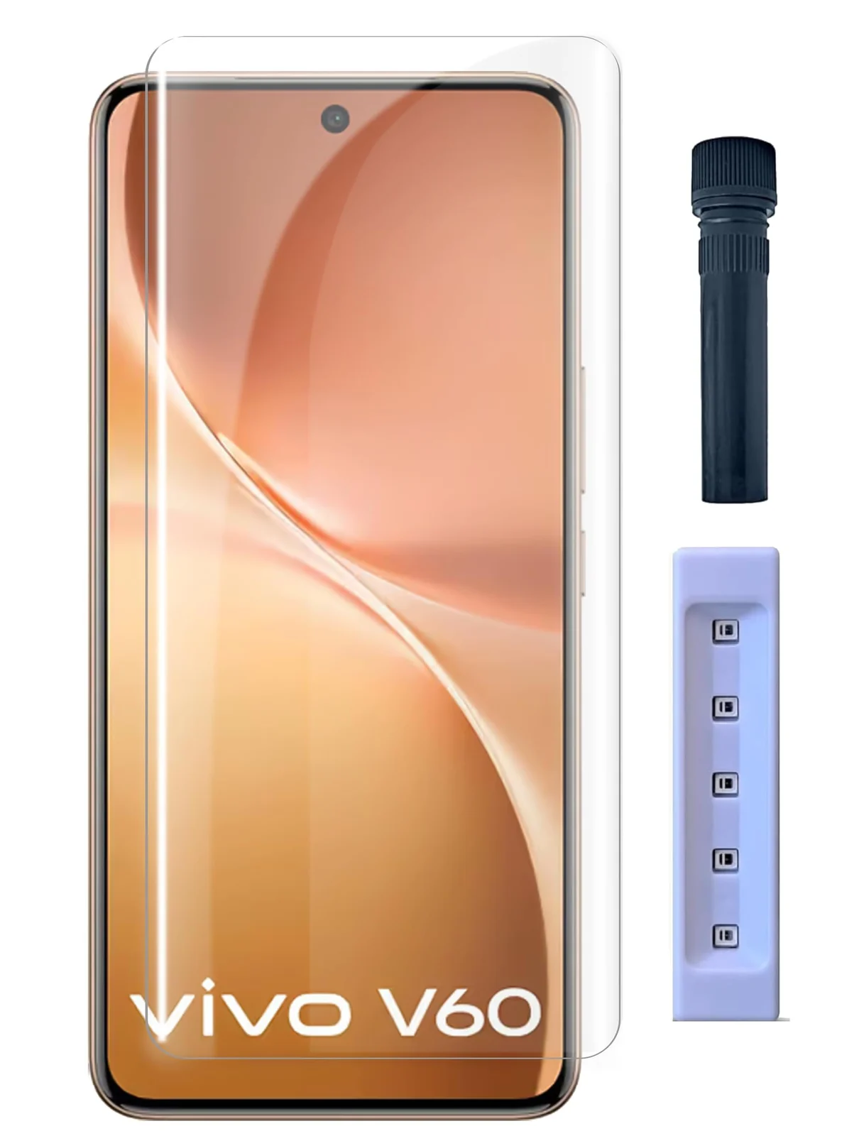 DL3 Mobilak Screen Protector vivo V60 5G [Liquid UV Tempered Glass] Full Screen adhesive [Sensitive Touch][Fingerprint Sensor Compatible] HD - Clear