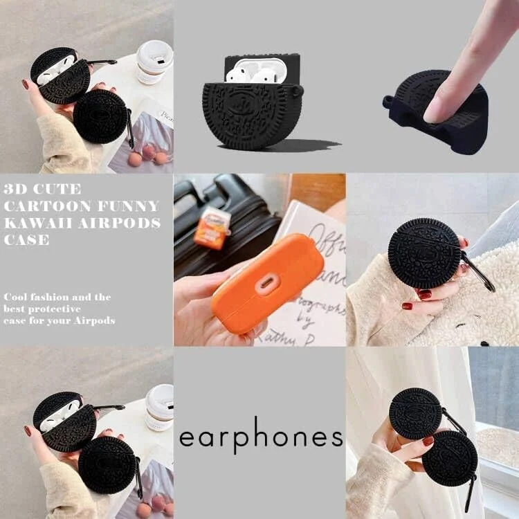 DL3 Mobilak For AirPods Pro Case Soft Silicone Shockproof Cover for Apple AirPods Pro, New 3D Cute Cartoon Creative Fun Case Skin with Keychain Design for AirPods Pro Charging Case 2019 - Oreo