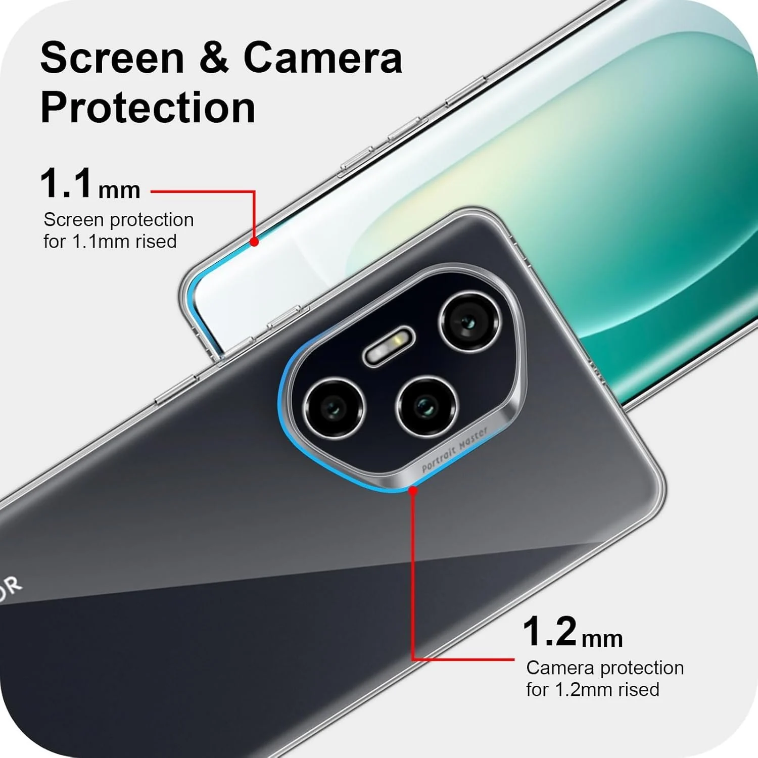 DL3 Mobilak Case Compatible with Honor 300 Pro, Cover Silicone TPU Gorilla Anti-shock Protector Camera Shockproof Corners - Clear