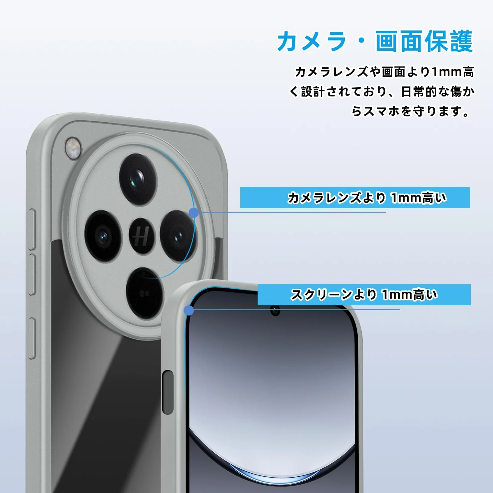 DL3 Mobilak Clear PC and TPU Protective Case for OPPO Find X8 Pro 5G with Camera Protection and Military-Grade Protection - Gray