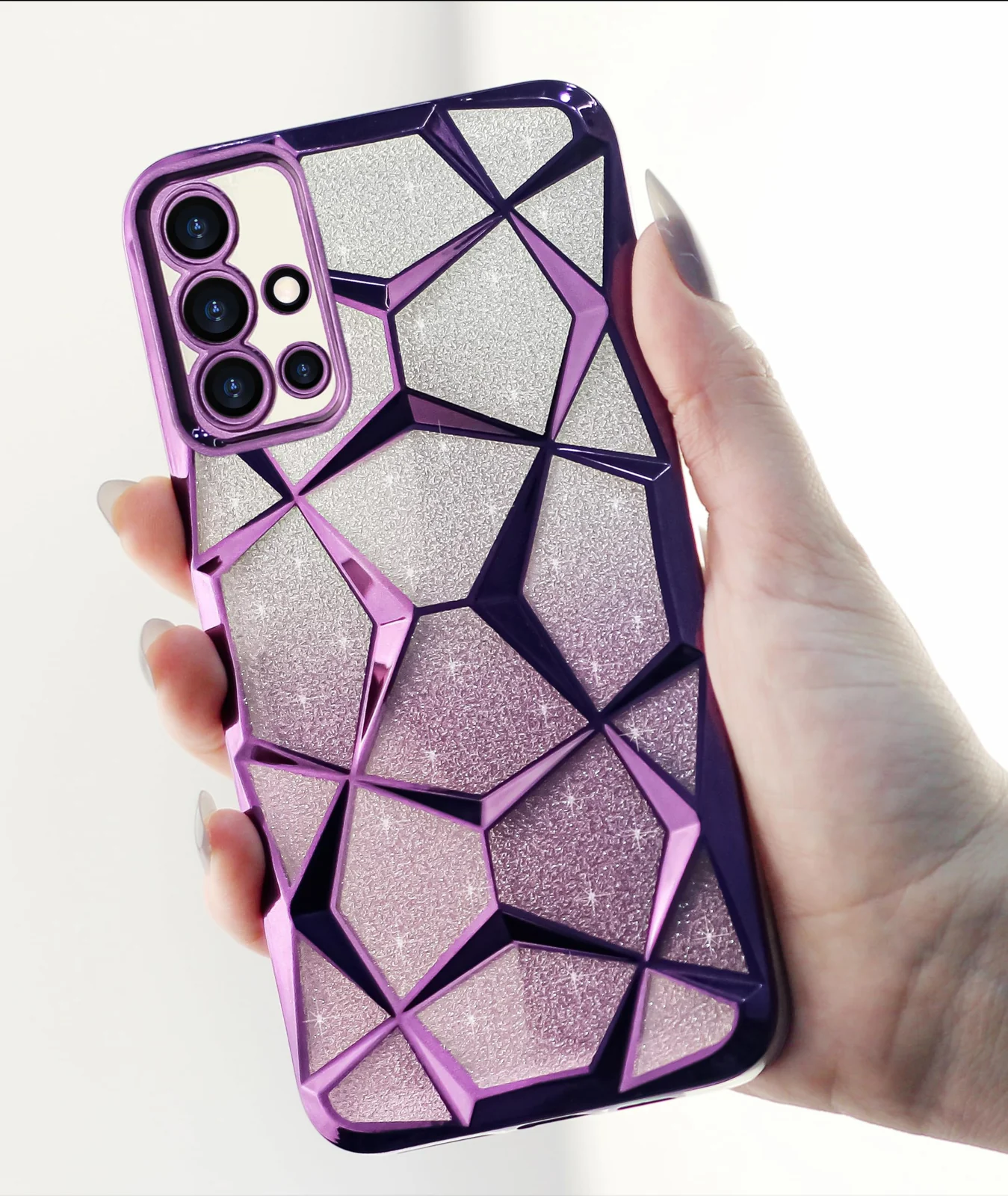 DL3 Mobilak Glitter Protective Case for Samsung Galaxy A71, Supports wireless charging, Camera protection, Shock-absorbing protection - Purple
