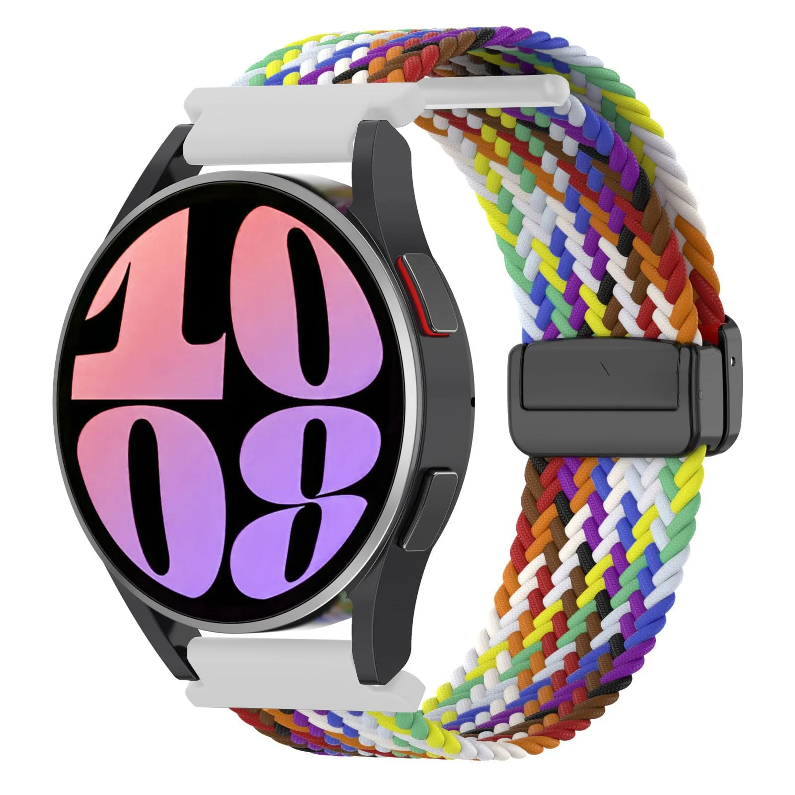 DL3 Mobilak 22mm Magnetic Band for Redmi Watch 5 Active/5 Lite/Samsung Galaxy Watch 3 45mm/Watch 46mm/Gear S3/Huawei watch GT6 GT5 46MM/GT2E/GT6 Pro/GT 5 Pro/Amazfit GTR 4/3, Stretchy Braided Nylon Sport Strap - Official Rainbow