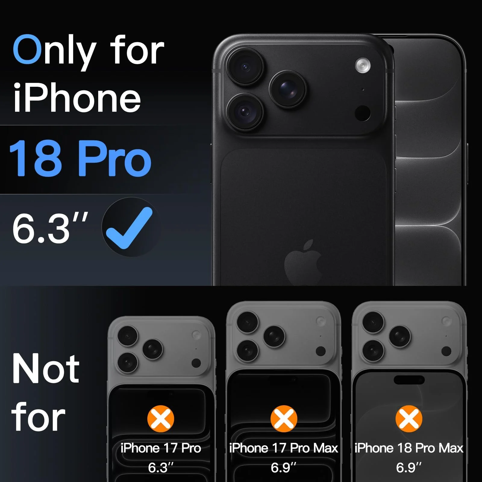 DL3 MOBILAK Full Camera Lens Protector for Apple iPhone 18 Pro - Black