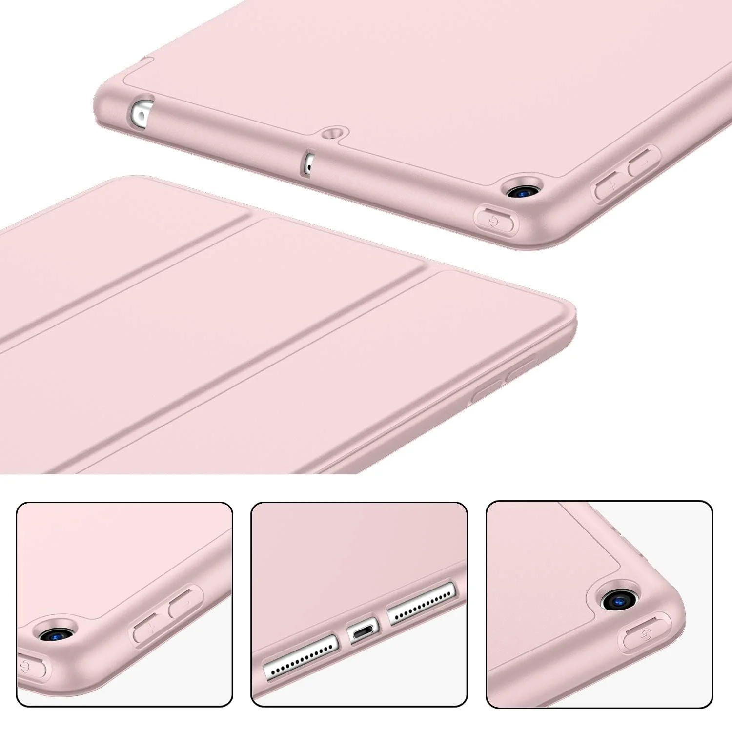 DL3 Mobilak Case For iPad 9.7-inch, (2018/2017), iPad Pro 9.7 Inch 2016, iPad Air 2nd/1st Smart Cover with Pencil Holder and Soft Silicone Back, Full Body Protection, Auto Wake/Sleep - Pink Sand