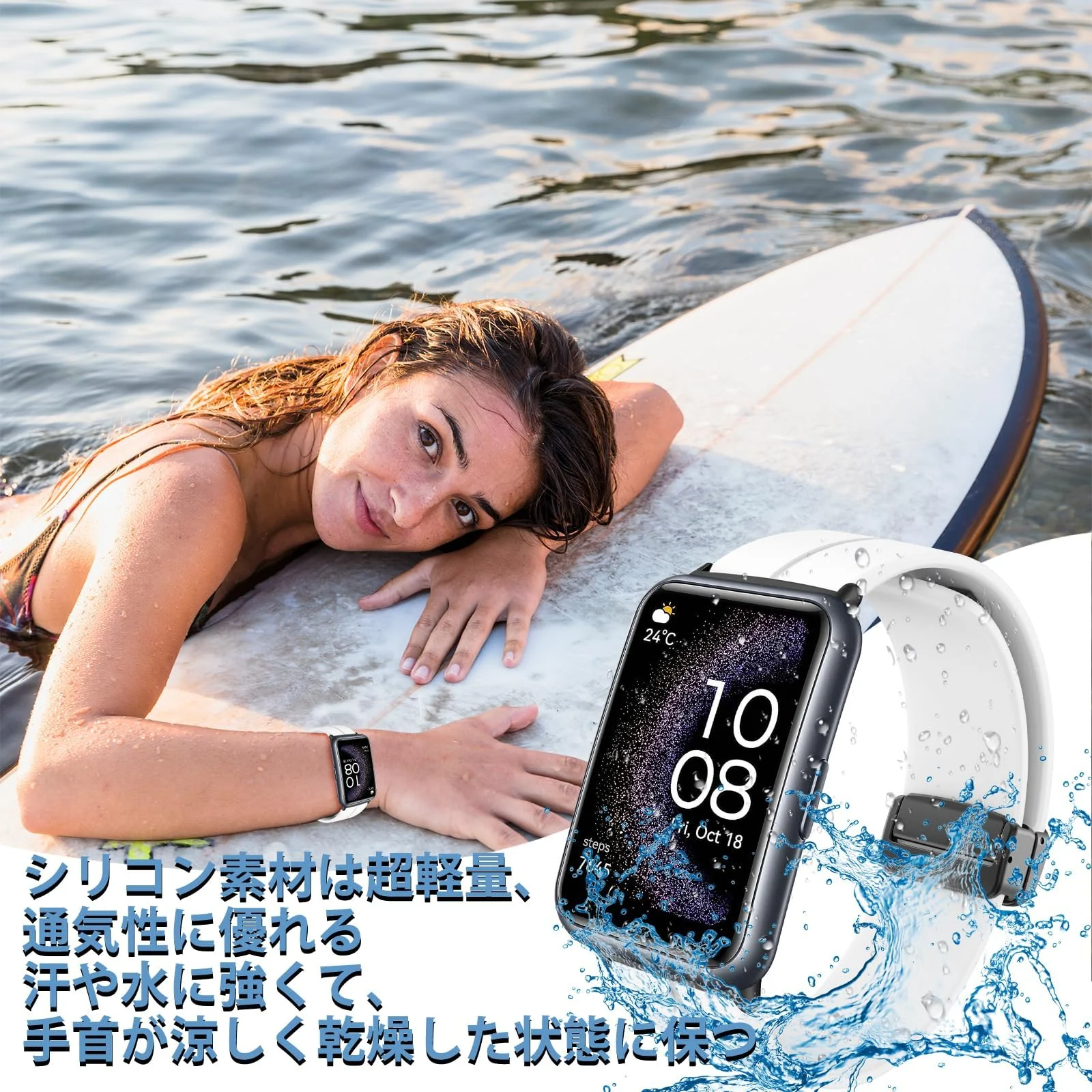 DL3 Mobilak Silicone Strap Compatible with Huawei Watch Fit Magnetic Metal Stainless Buckle Sport Silicone Strap for Huawei Watch Fit Band Quick Release Soft Replacment Wristband - White