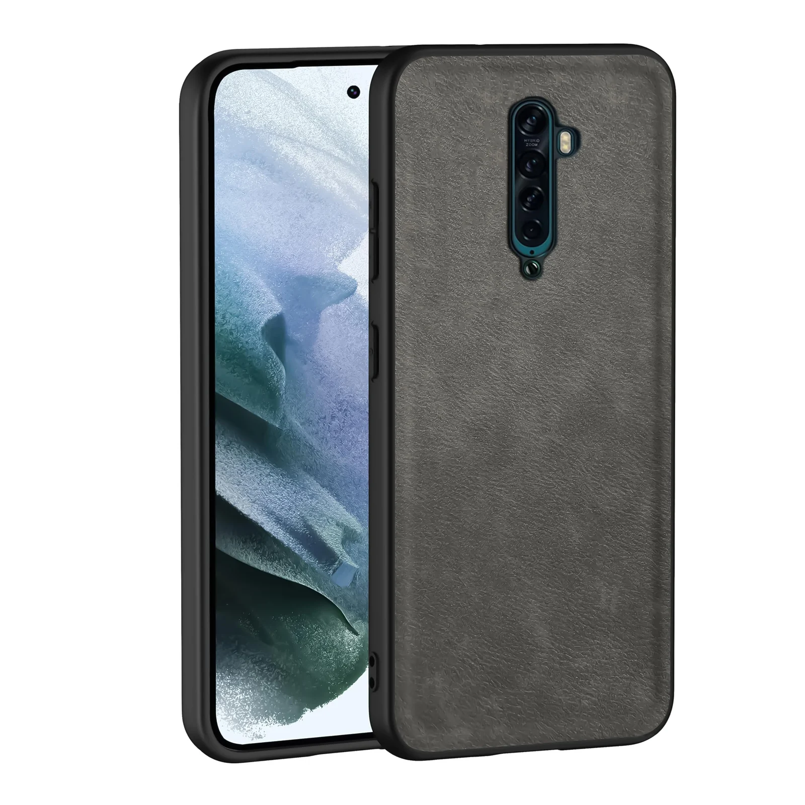 Dl3 Mobilak Case for Oppo Reno 2 Leather Case,Anti-Drop, Anti-Shock, Non-Slip Texture,Simple Cell Phong Cover (Gray)