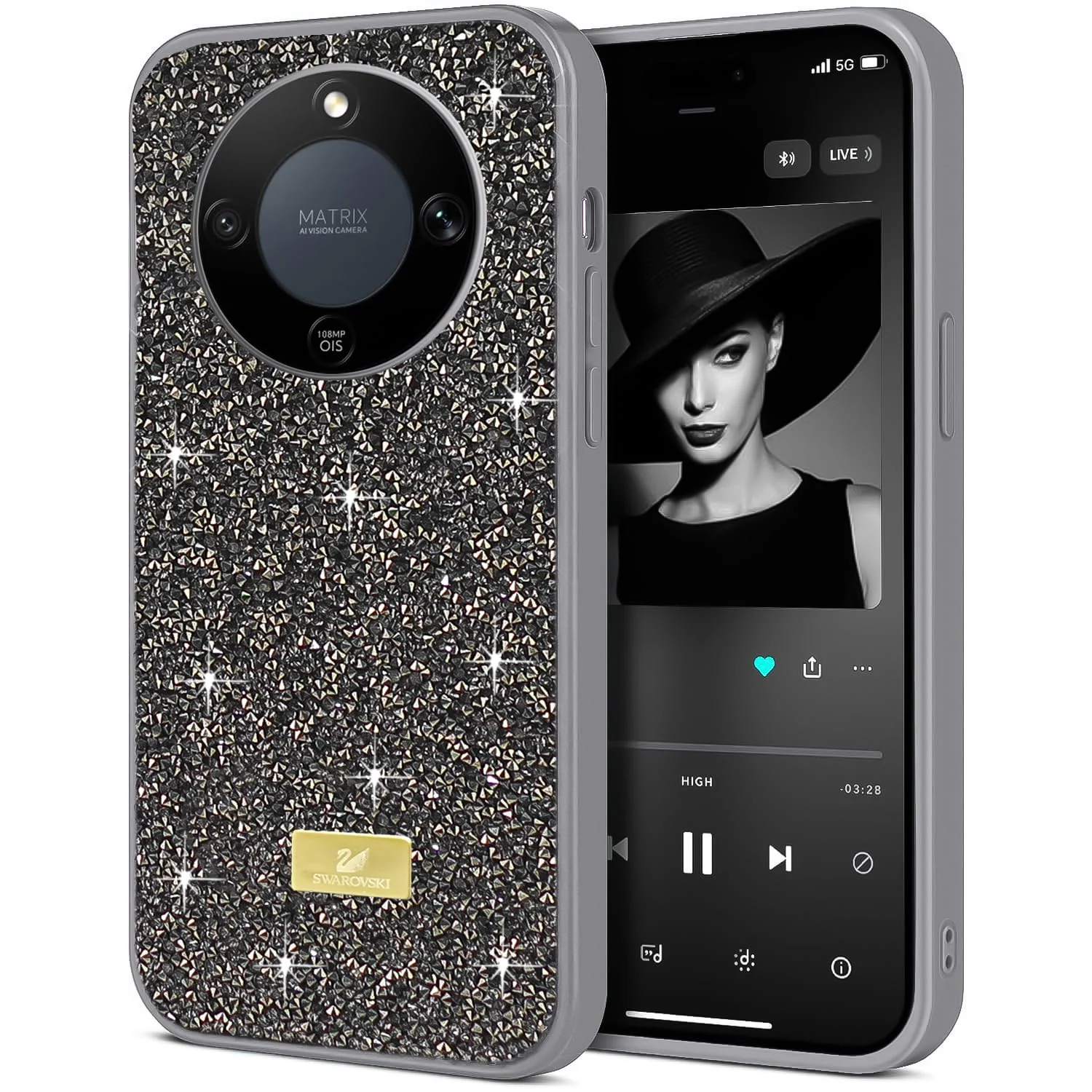 5.5 — DL3 Mobilak Case for Honor X9D/Magic 8 Lite Glitter, Sparkle Diamond Crystal Bling Case with Bling, Ultra Thin Lightweight Full Body Shockproof Anti-Scratch Protective Cover