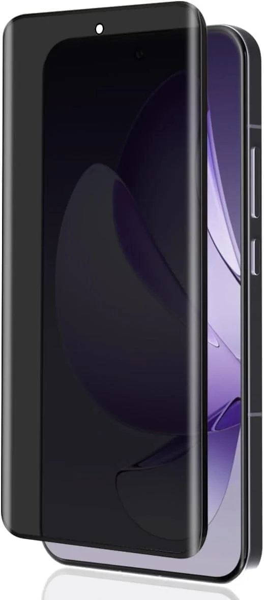 DL3 Mobilak Screen Protector for OPPO Reno 13 Pro UV Glass Fingerprint Reader Support 3D Curved Anti-Spy Tempered Glass Screen Protector - Privacy