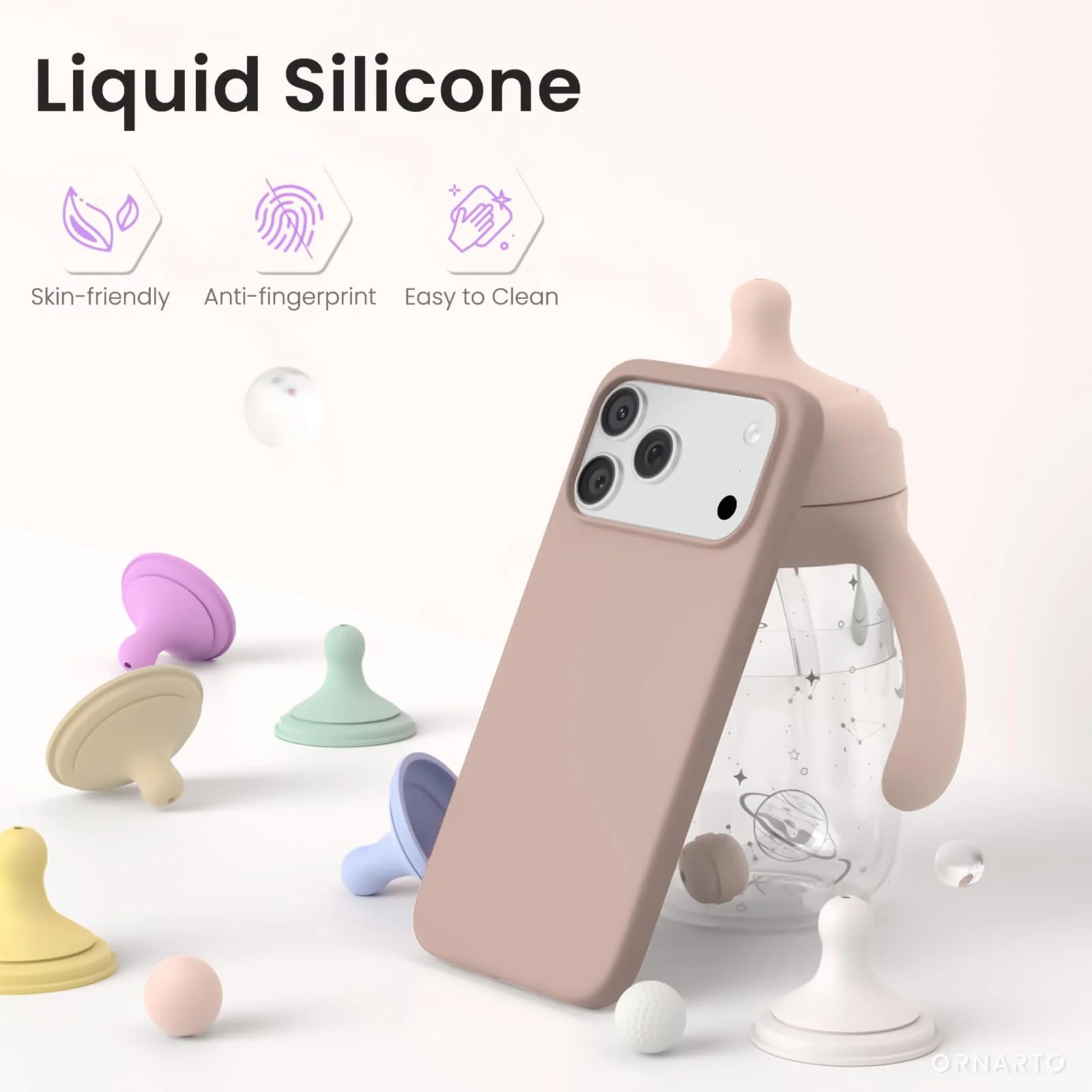 DL3 Mobilak Liquid Silicone Case for iPhone 17 Pro Max 6.9-Inch, Supports wireless charging, Shock-absorbing protection, Scratch-resistant surface - Pink Sand