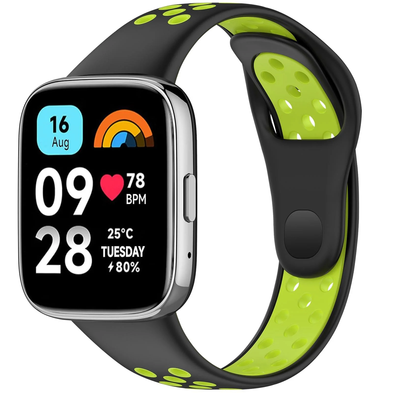 DL3 Mobilak Strap Silicone Compatible With Xiaomi Redmi Watch 3 Active/Redmi Watch 3 Lite, Sport Silicone Watch Band Wrist Strap, Bracelet Wristband Wrist Strap - Black Lime