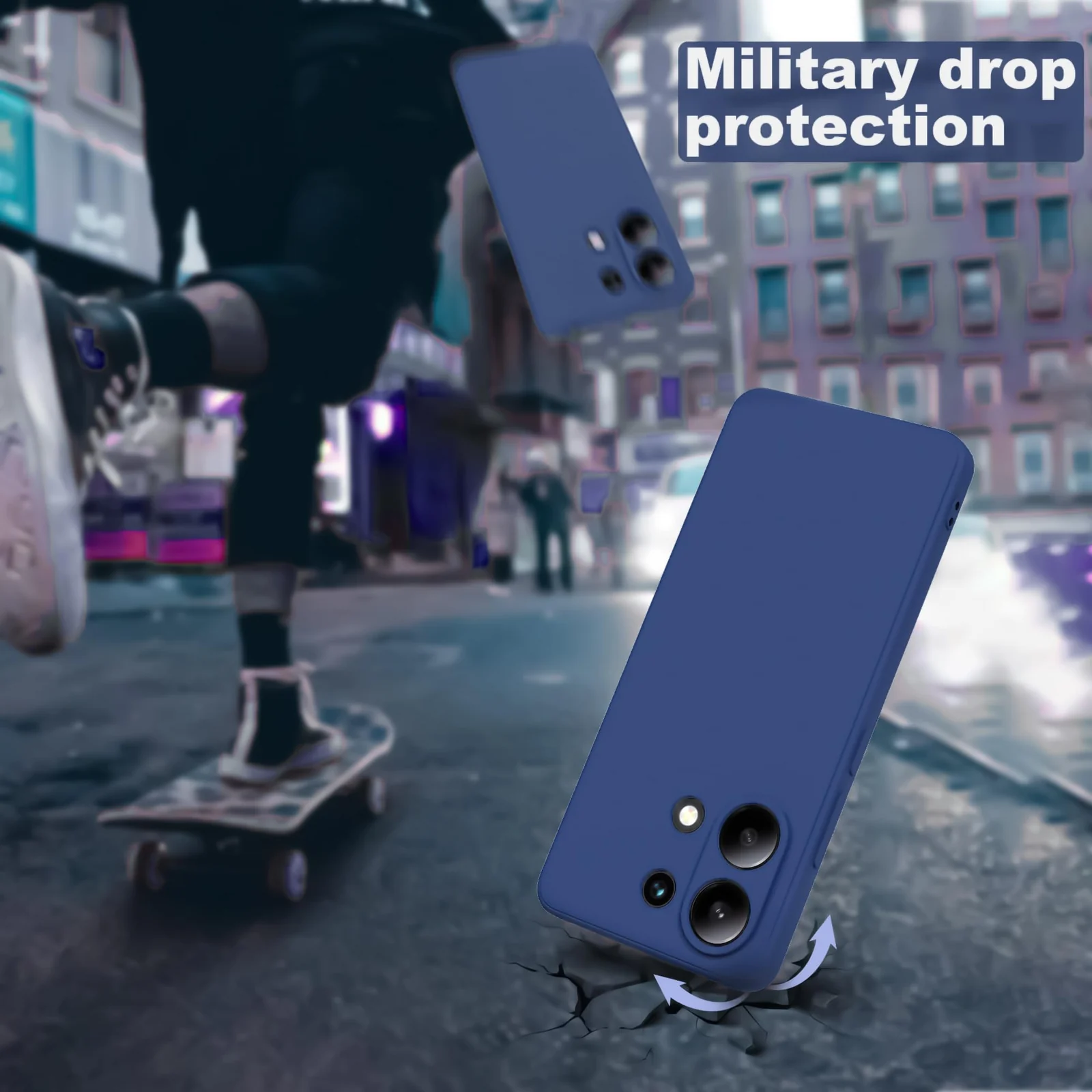 DL3 Mobilak Xiaomi Redmi Note 13 4G Case, Soft Flexible Liquid Silicone Gel Rubber Bumper Cover, Full Body Shockproof Protective Phone Case - Royal Blue
