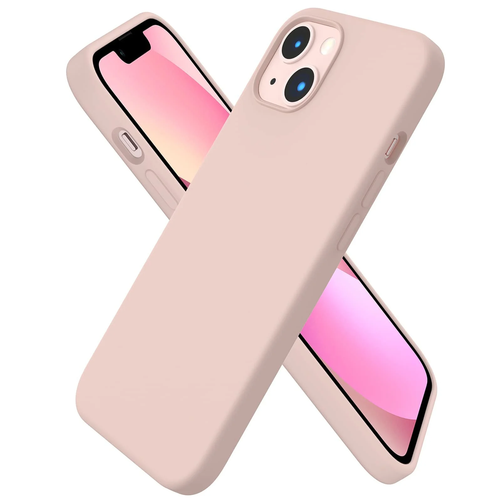 "DL3 Mobilak Liquid Silicone Protective Case with Soft Microfiber Lining for iPhone 15 Plus, iPhone 14 Plus "" - Pink Sand"