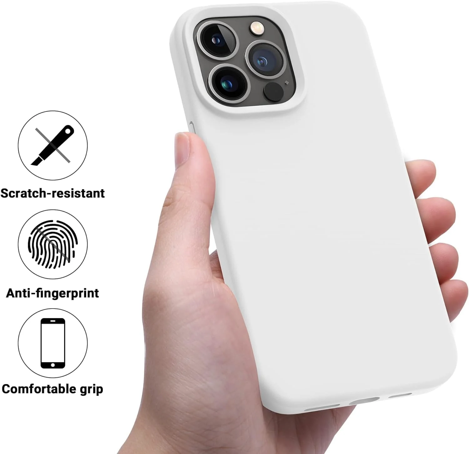 DL3 Mobilak Liquid Silicone Protective Case for iPhone 12 Pro Max (6.7 Inch) with Camera Protection and Microfiber Lining - A White