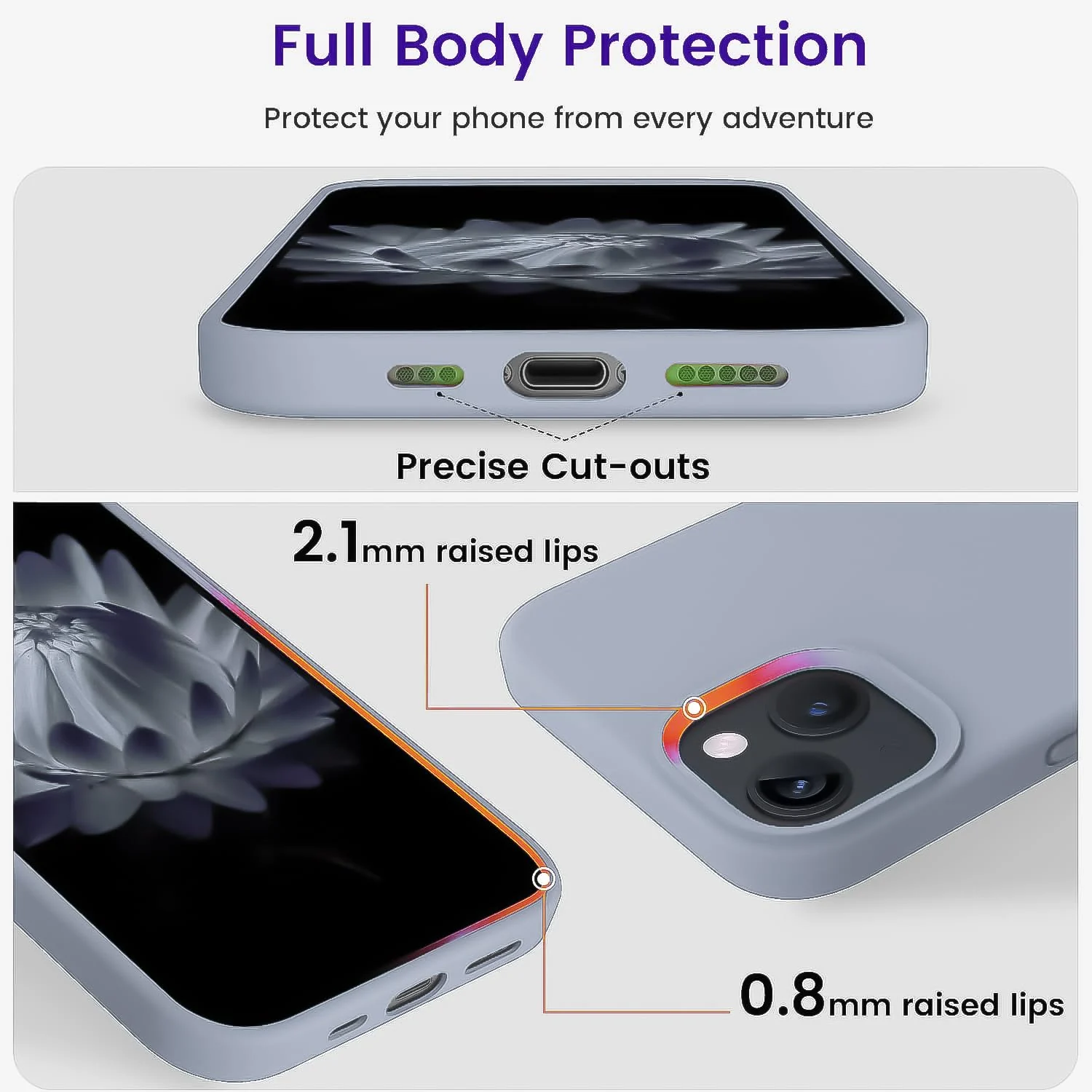 DL3 Mobilak Liquid Silicone Case for iPhone 13 / iPhone 14 (6.1 Inch), Shock-absorbing protection, Scratch-resistant surface, Soft microfiber lining - A.Baby Blue