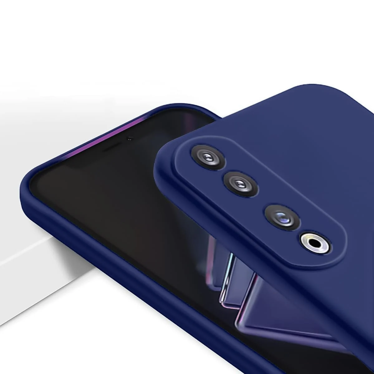 DL3 Mobilak Soft Silicone Protective Case for Honor 90 with Microfiber Lining and Shockproof Design - Blue 2