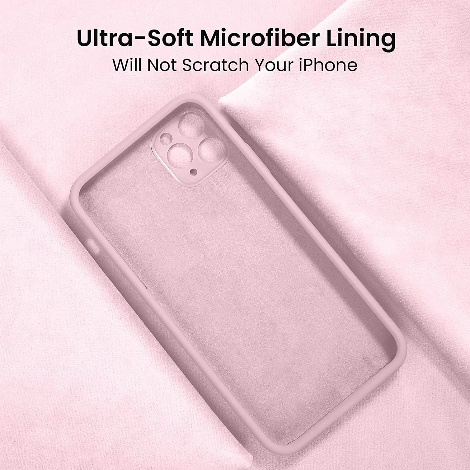 DL3 Mobilak Liquid Silicone Protective Case with Soft Microfiber Lining for iPhone 12 Pro Max (6.7 Inch) - Pink Sand