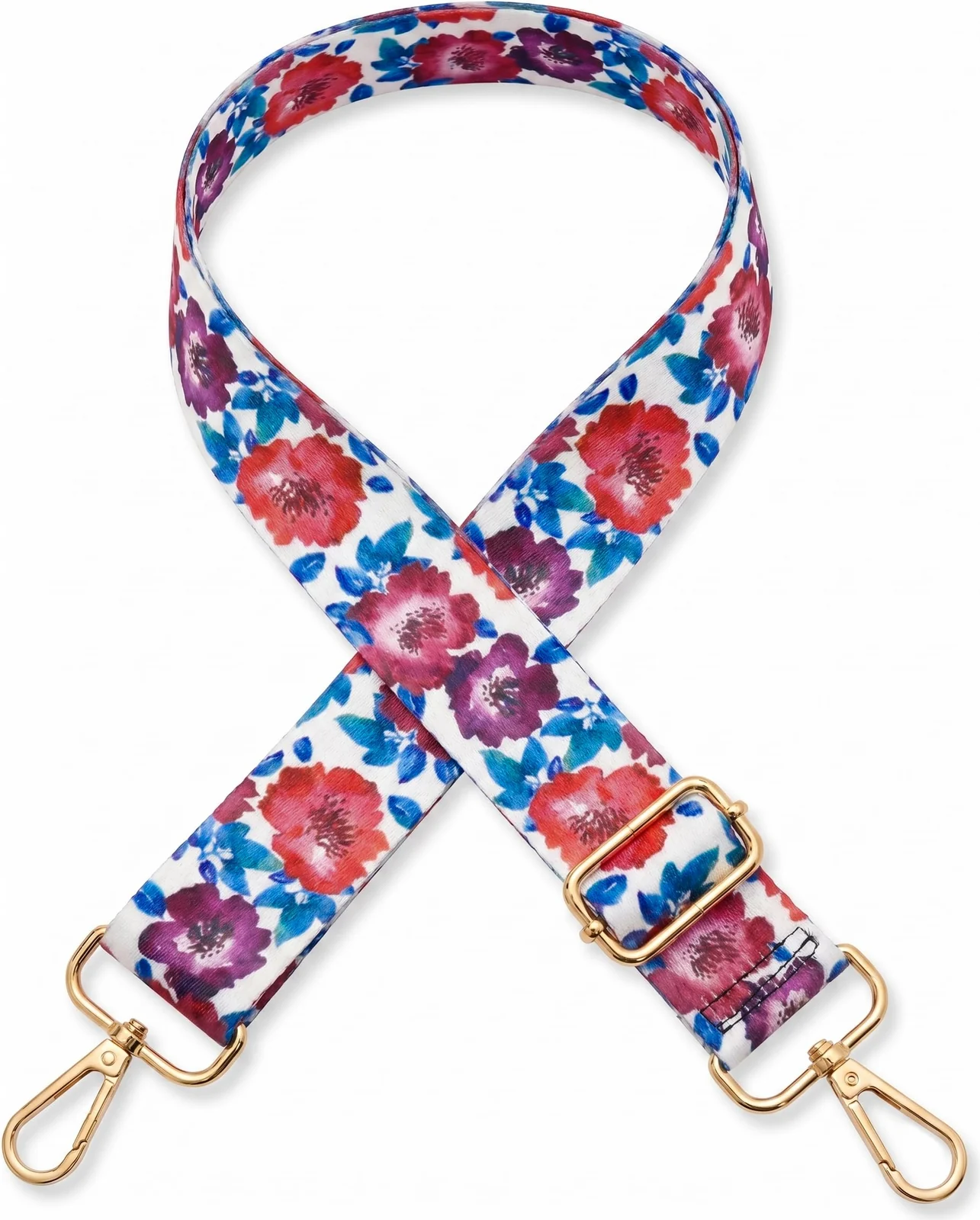 DL3 Mobilak Adjustable Wide Crossbody Bag Strap for Women, Replacement Shoulder Strap for Handbags, Totes & Purses with Elegant Embroidered Pattern and Metal Hooks - A-Multi Color