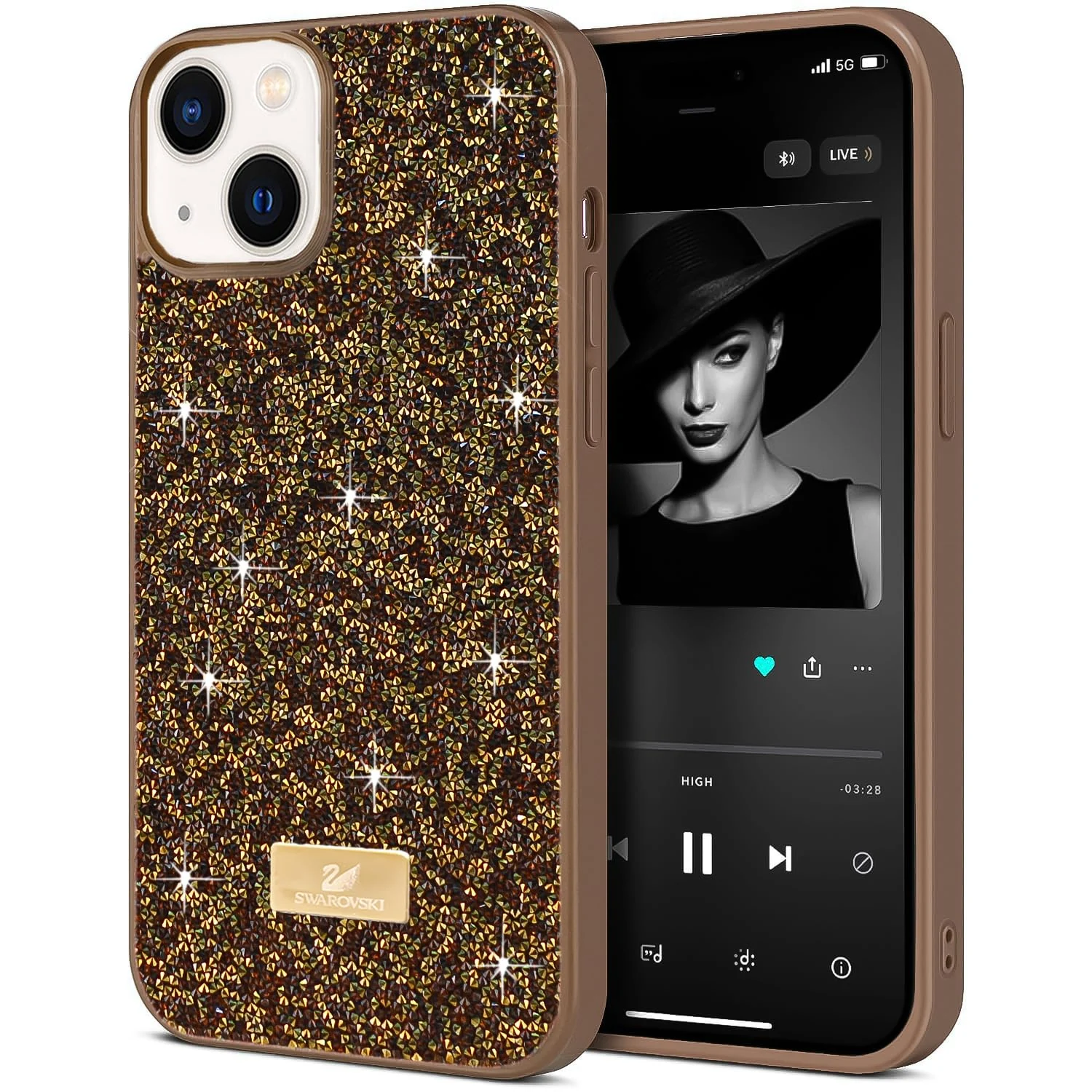 DL3 Mobilak Glitter Rhinestone Protective Case for iPhone 13 / iPhone 14 with Shockproof Design