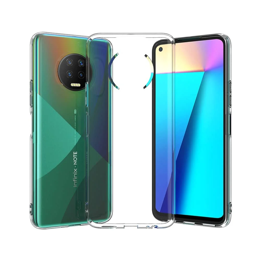 DL3 Mobilak Case Compatible with Infinix Note 7 Case Crystal Soft TPU Gel Case Flexible Silicone Anti-Scratch Camera Protection TPU Cover - Clear
