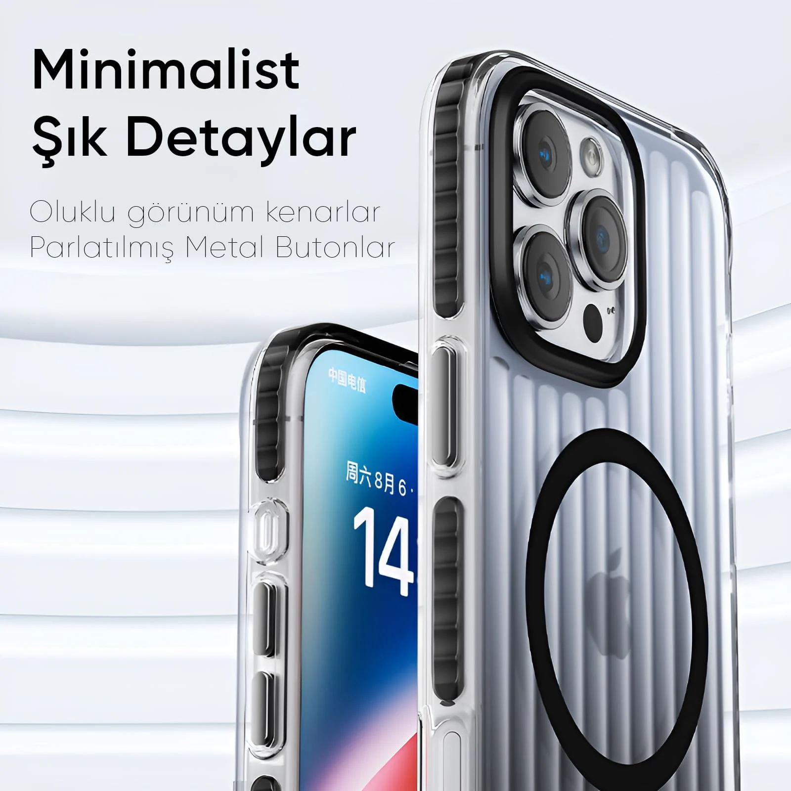 DL3 Mobilak MagSafe-Compatible Magnetic Case for iPhone 16 Pro Max with Camera Protection and Magnetic Car-Mount Support - White