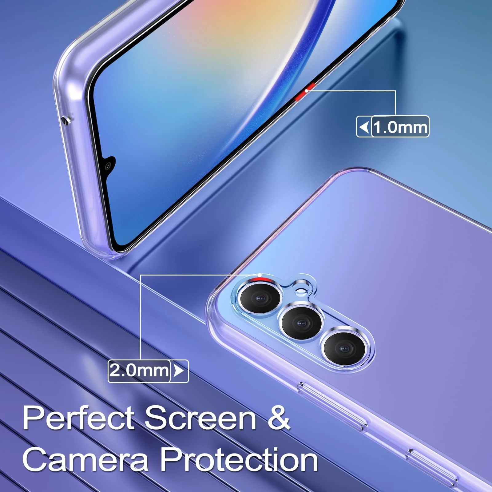 DL3 Mobilak Case Compatible with Samsung Galaxy A34 4G / 5G Case Crystal Soft TPU Gel Case Flexible Silicone Anti-Scratch Camera Protection TPU Cover - Clear