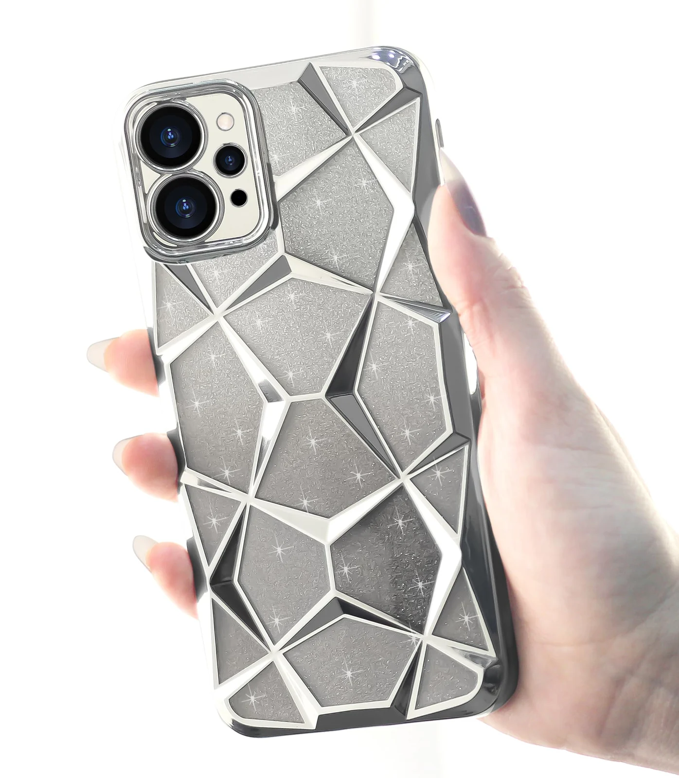 DL3 Mobilak Compatible with Xiaomi Redmi 12 4G Case Plating Bling Gradient Glitter Clear Cover Soft TPU Silicone Cute Camera Protection Shockproof Back for Women Girls Case - Silver