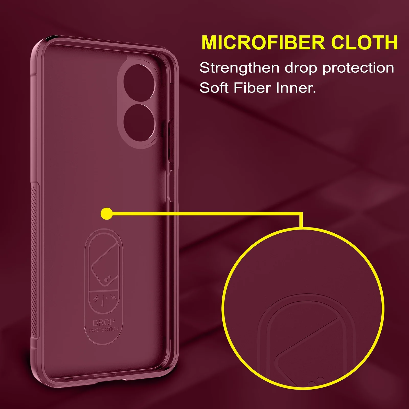 DL3 Mobilak Flexible Silicone and TPU Protective Case with Camera Protection for OPPO A38 4G | OPPO A18 4G - Wine Red