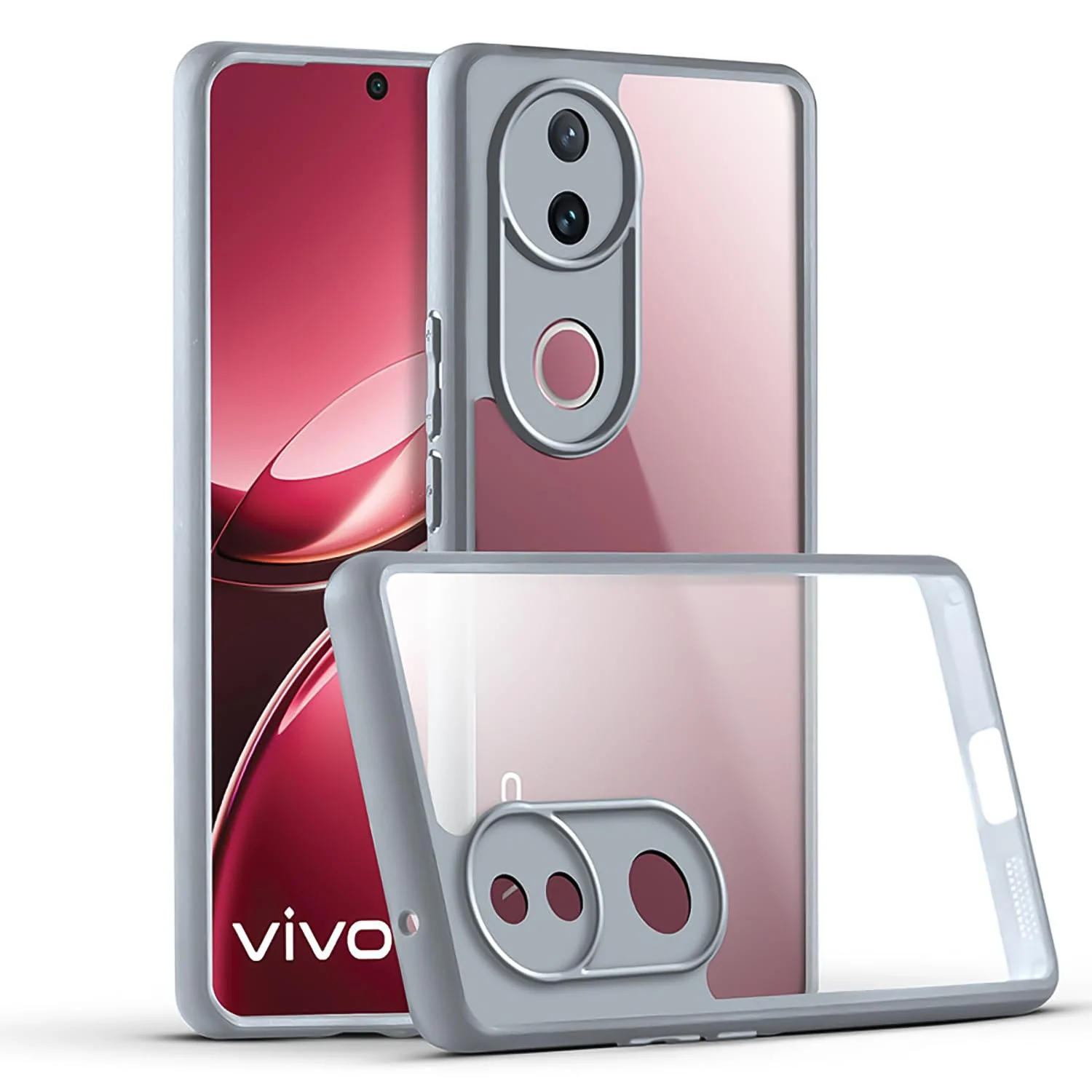 DL3 Mobilak Clear PC and TPU Protective Case for vivo V50 5G / vivo V50E with Camera Protection and Military-Grade Protection - Gray