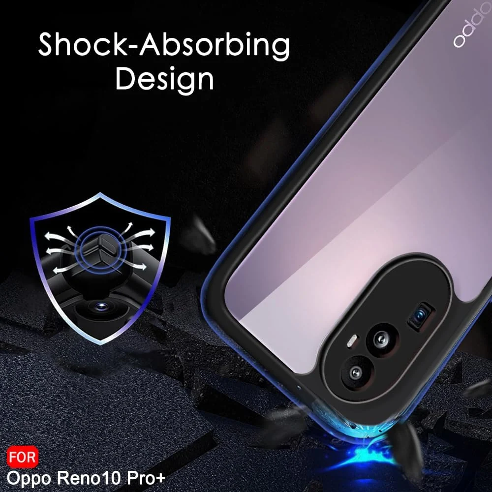 DL3 Mobilak Clear TPU Case for OPPO Reno 10 Pro + Plus 5G, Camera protection, Shock-absorbing protection, Scratch-resistant surface - Black