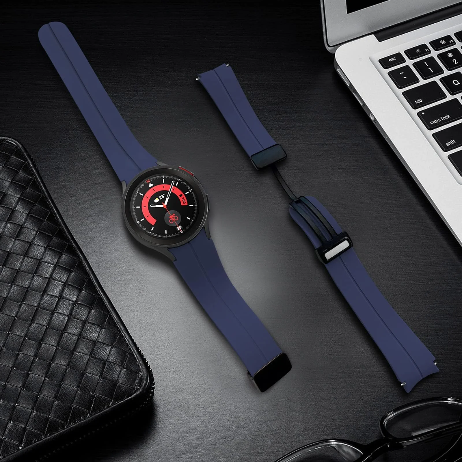 DL3 Mobilak Silicone Band Magnetic Clasp 22MM Strap For Samsung galaxy watch3 45mm /galaxy 46mm/Gear S3/Huawei watch GT3 46MM/GT2E/GT2 Pro/GT GT2 46MM/Magic Watch2 46mm/Amazfit GTR 3/4 (Midnight) - Midnight Blue