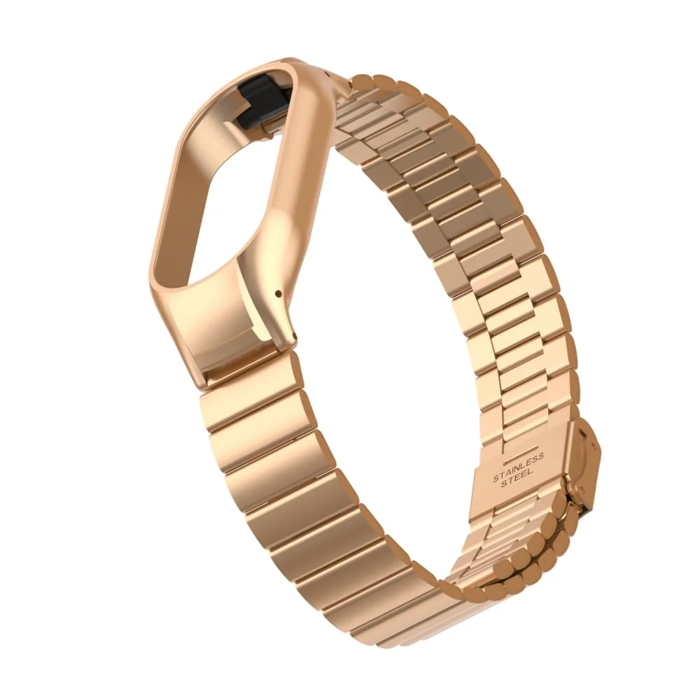DL3 Mobilak Mi Band 6 Mi Band 5 Strap for Xiaomi Mi Band 5 6, Stainless Steel Watch Band Metal Replacement Bracelet Wristband for M5 M6 - Rose Gold