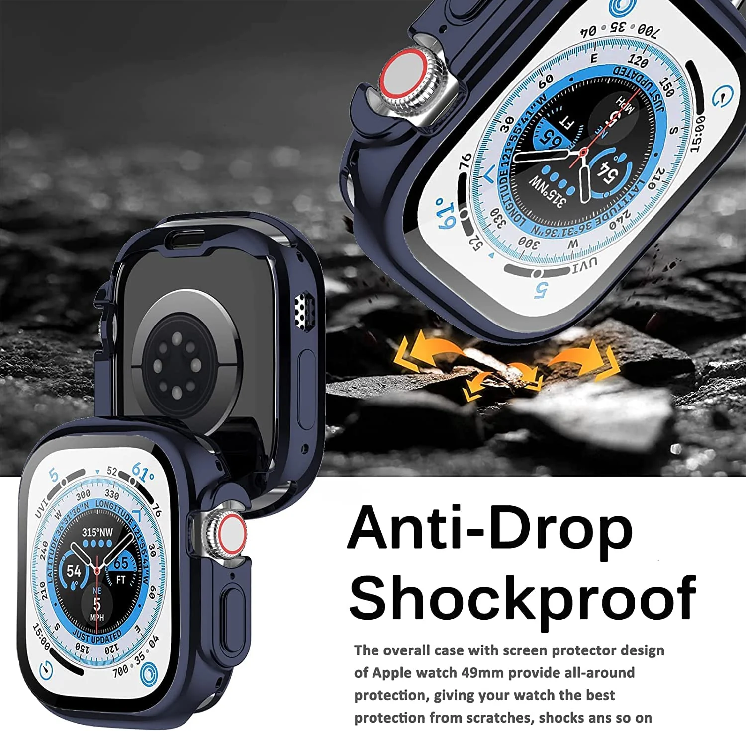 DL3 Mobilak Case Compatible with Apple Watch Ultra 49mm Case Watch Soft TPU Shockproof Cover Slim Guard Thin Bumper Shell Protector - Dark Blue