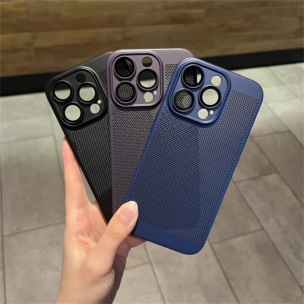 DL3 Mobilak Heat-Dissipation Hard PC Case with Built-In Camera Lens Protector for iPhone 15 Pro Max - Blue