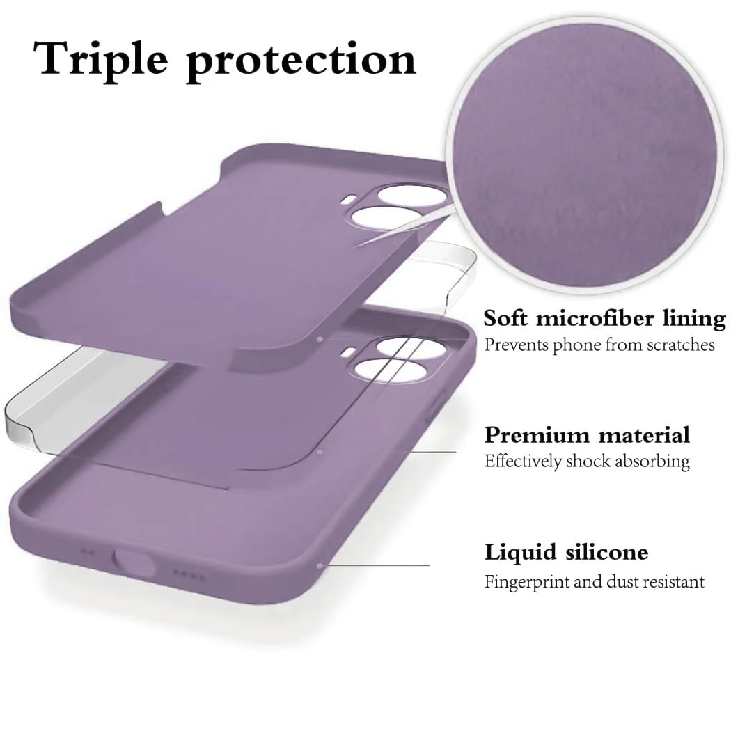 DL3 Mobilak Soft Silicone Protective Case for realme C55 / realme Narzo N55 with Microfiber Lining and Shockproof Design - Lavender
