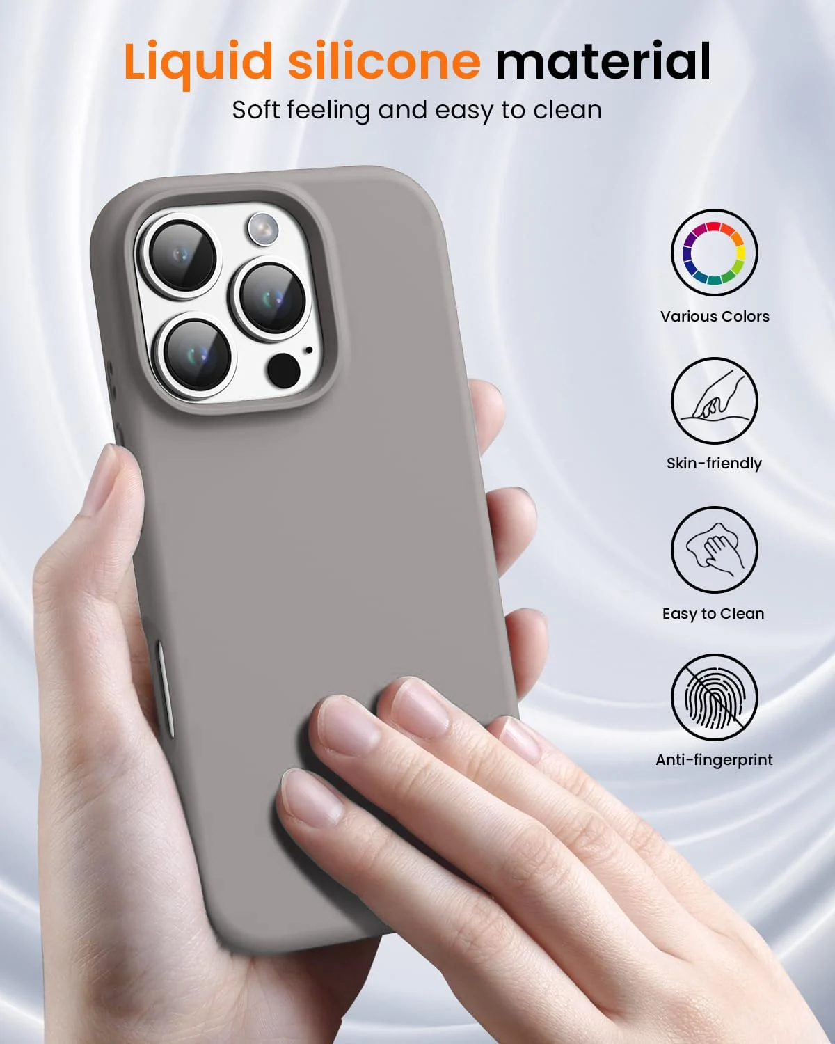 DL3 Mobilak Liquid Silicone Case for iPhone 16 Pro Max 6.9-inch, Supports wireless charging, Shock-absorbing protection, Scratch-resistant surface - A.Stone
