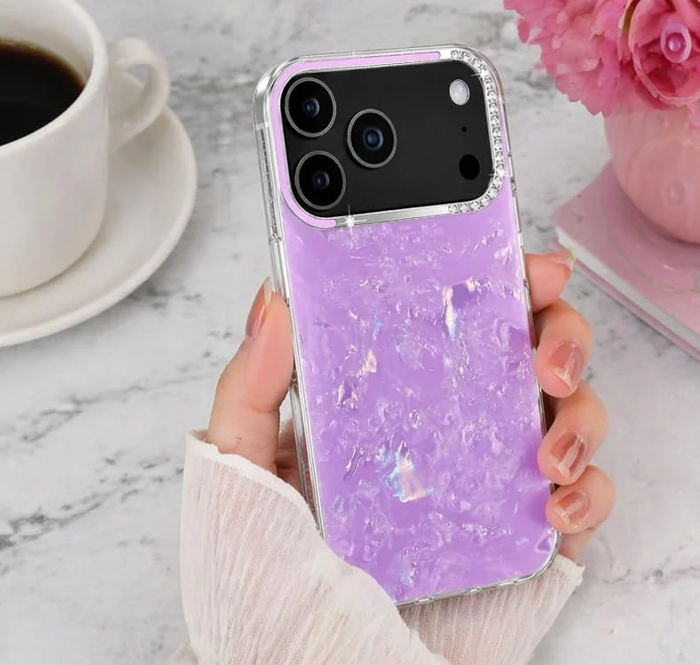 DL3 Mobilak Glitter Rhinestone Protective Case for iPhone 12 Pro with Shockproof Design - Purple