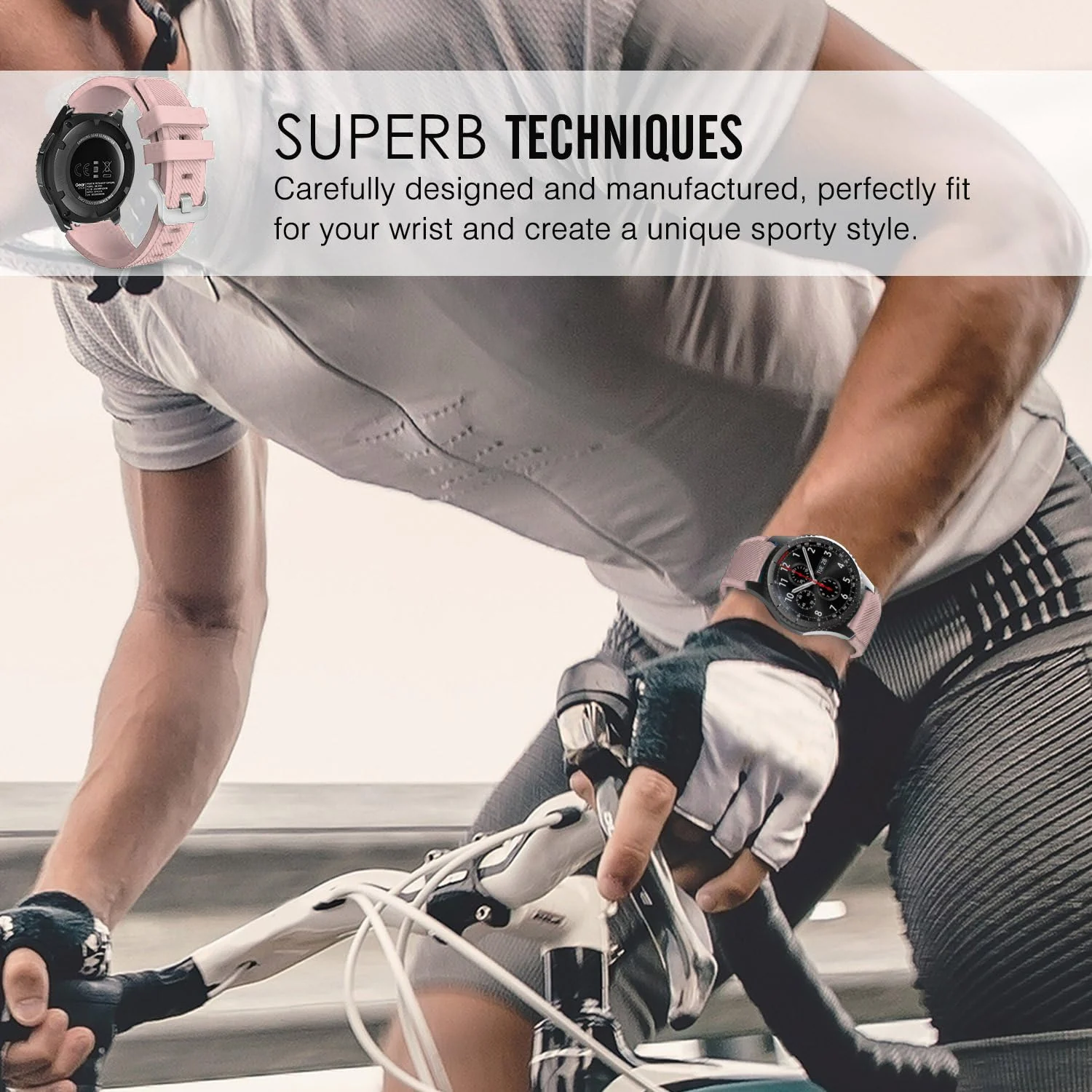 DL3 Mobilak Silicone Sport Band 22MM Xiaomi Redmi Watch 5 Active/5 Lite/Samsung Galaxy Watch 46mm/Watch 3 45mm/Gear S3/Huawei watch (GT6 GT5 GT4 GT3 GT2 GT 46MM)/GT2E/GT5 Pro/GT 6 Pro/Amazfit GTR 3/4 - Baby Pink