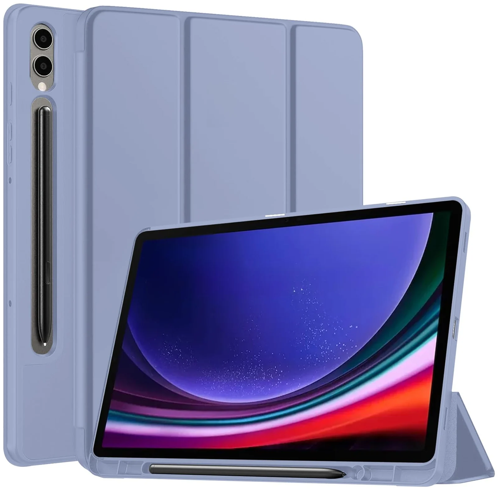DL3 Mobilak Smart Case for Samsung Galaxy Tab S8 Plus 2022/S7 FE/S7 Plus 12.4 with Pencil Holder, Soft TPU Smart Stand Back Cover Auto Wake/Sleep - Lavender