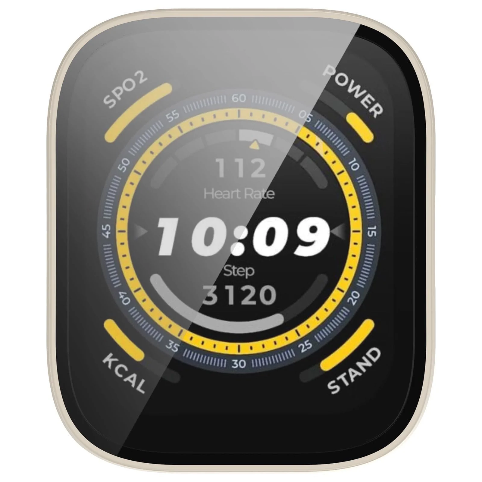 DL3 Mobilak Case with Screen Protector for Amazfit Bip 5, Bumper Full Coverage Hard PC Overall Protective Cover, Built-in Tempered Glass Film High Sensitivity For Amazfit Bip 5 (A2215) - Ivory White