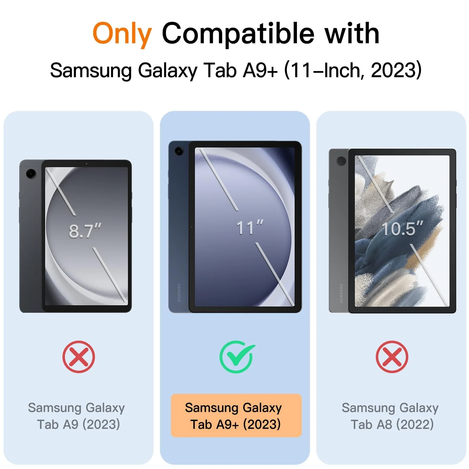 DL3 Mobilak Samsung Galaxy Tab A9+/ A9 Plus Case 11 inch 2023 (SM-X210/X216/X218) with Pen Holder, Soft TPU Back Trifold Stand Protective Smart Cover Flip, Auto Wake&Sleep - Dark Blue